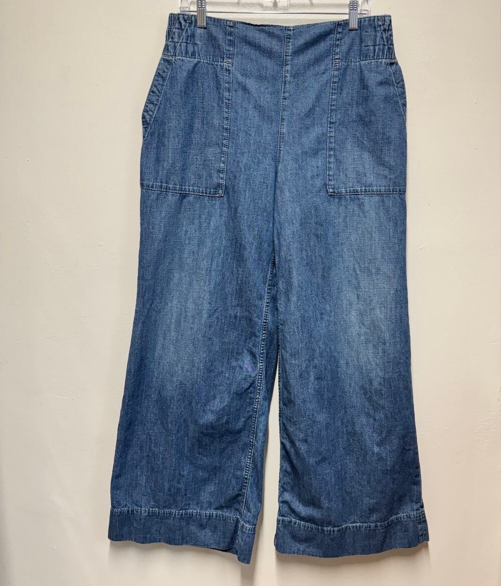Free People WeTheFree Denim Cargo Pants Wide Leg Utility Streetwear Y2K Cotton L